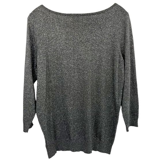 Worthington NEW Gunmetal Gray Sparkle Knit Long Sleeve Top Cable Knit - Size XL - Picture 2 of 5